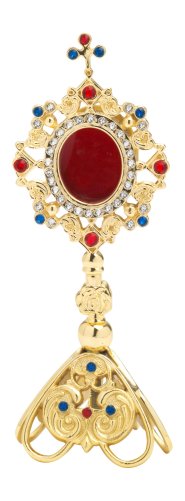 Gold Plated Reliquary with Stones H 23 cm