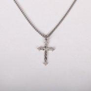 18" Sterling Silver Cross Cut Necklace
