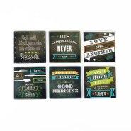 Glass Chalk Art Coasters - Pack of 6