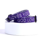 God Loves You Purple Woven Bracelet - Pack of 25