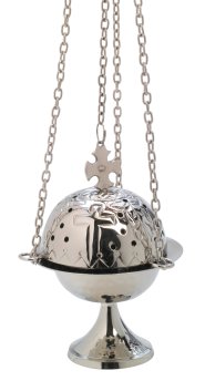 Nickel Plated Thurible with Cross H 16 cm