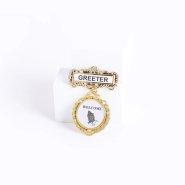 Badge Fancy Round Greeter Ethnic Praying Hand Magnet