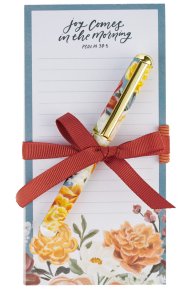 Joy Comes in the Morning Magnetic Notepad and Pen Gift Set - Psalm 30:5