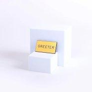 Badge Engraved Greeter Gold Magnet