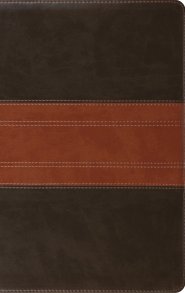 ESV Large Print Personal Size Bible, Red Letter, Thumb Indexed (TruTone, Forest/Tan, Trail Design)