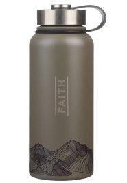 Faith Dusty Brown Stainless Steel Water Bottle - Matthew 17:20