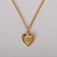 18" Gold Over Sterling Silver Dove Heart Necklace