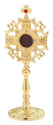 Gold Plated Reliquary with Stones H 24 cm