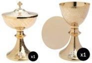 Gold Plated Chalice (H 20 cm), Ciborium (H 23 cm) & Paten