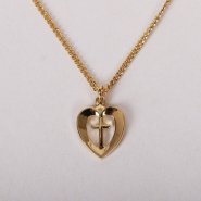 18" Gold Over Sterling Heart & Cross Necklace