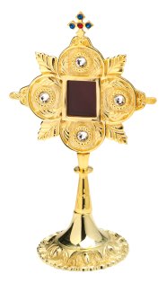 Golden Plated Reliquary with Stones H 25 cm