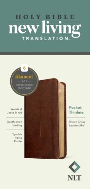 NLT Pocket Thinline Bible, Filament Enabled (LeatherLike, Brown Cross, Red Letter)