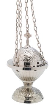 Nickel Plated Thurible with Cross H 18 cm