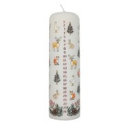 20cm Winter Wildlife Pillar Advent Candle - Single