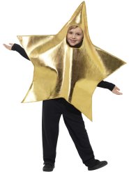 Shining Star Costume, Gold, Kids Nativity Fancy Dress Outfit, Star Tabard