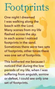 Prayer Card Footprints  (double sided) - Pack of 20