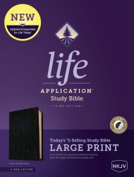 NKJV Life Application Study Bible, Third Edition, Large Print (Bonded Leather, Black, Indexed, Red Letter)