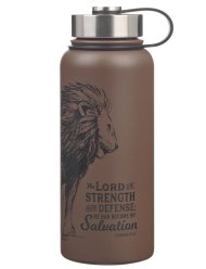 The Lord is My Strength Brown Stainless Steel Water Bottle - Exodus 15:2