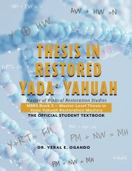 THESIS IN RESTORED YADA YAHUAH: Master of Biblical Restoration Studies