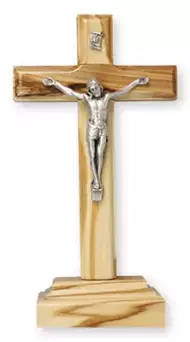 Olive Wood Standing Crucifix 5 1/2 inch