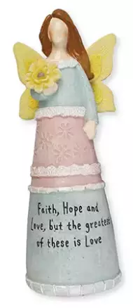 Resin 6 1/2 inch Message Angel/Faith, Hope...