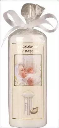 Baptismal Baby Candle/6 inch Gift Wrapped