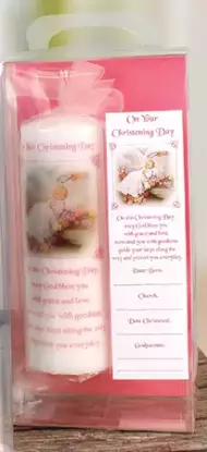 Christening Candle 8 inch Gift Boxed/Girl