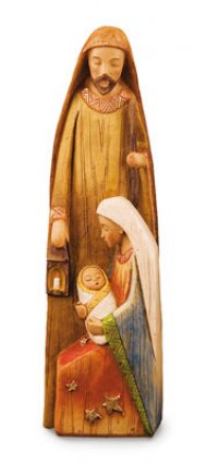 8 1/2" Holy Family Coloured Resin Nativity