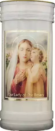 Single Pillar Candle - Our Lady of the Rosary