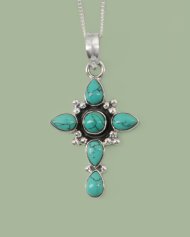 Silver Turquoise Cross Pendant