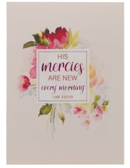 His Mercies Are New Every Morning Red Floral Medium Notebook - Lamentations 3:22–23