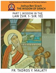 THE WISDOM OF SIRACH - Part One: Wisdom in the Law [Sir. 1- Sir. 10]