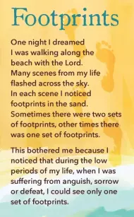 Prayer Card Footprints - Double Sided (pack of 20)