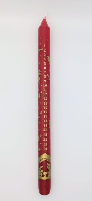 Advent Candle: Red and Gold Nativity - Single