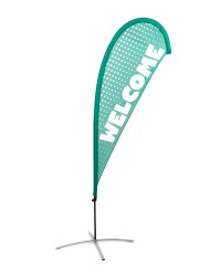 VBS Welcome Flying Banner - Yellow Banner with Stand