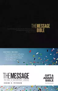 The Message Bible Gift and Award, Bible, Black, Paperback, Presentation Page, Charts, Timelines, Colour Maps, Salvation Plan, Reading Plan