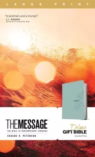 The Message Bible Deluxe Gift Bible, Teal, Imitation Leather, Large Print, Presentation Page, Maps, Ribbon Marker