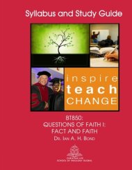 Bt850: Questions of Faith I: Fact and Faith