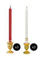 28cm Stable Advent Candles (Red/White with gold) - Pack of 6