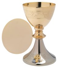 BiColour Chalice with Gold Plated Paten H 20 cm
