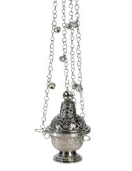 Nickel Plated Thurible with Bells H 16 cm