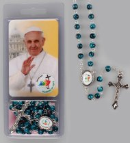 Blue Glass Jubilee 2025 Rosary & Card Set