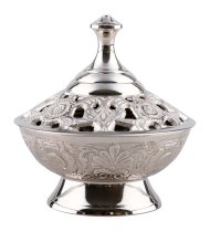 Nickel Plated Incense Bowl H 11 cm