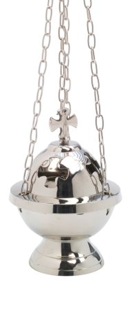 Nickel Plated Thurible with Cross H 15 cm