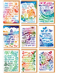 Pack of 9 encouragement cards with Bible verses