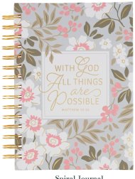 Journal-With God All Things Are Possible (Matthew 19:26)-White Poppy Spiral