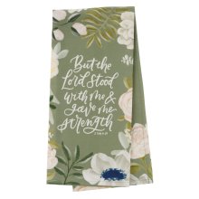 Tea Towel Green Floral The Lord Stood With Me 2 Tim. 4:17