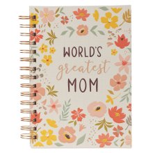 Journal Wirebound-World's Greatest Mom-Peach Floral