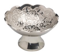 Nickel Plated Incense Bowl with Flower Design D 10 cm