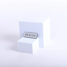 Badge Engraved Contemporary Deacon Silver Pin